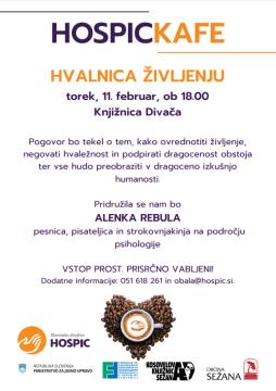 Vabilo - HOSPIC KAFE: HVALNICA ŽIVLJENJU