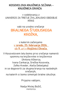 Vabljeni na študijski bralni krožek